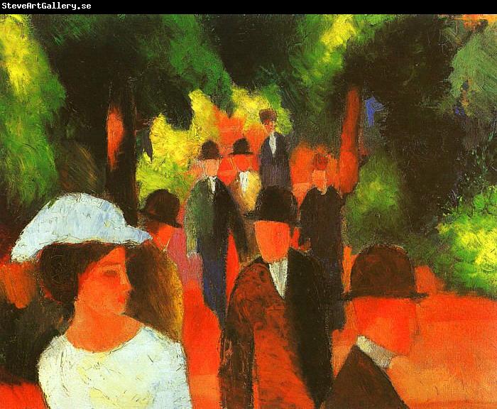 August Macke Promenade with Half Length of Girl in White